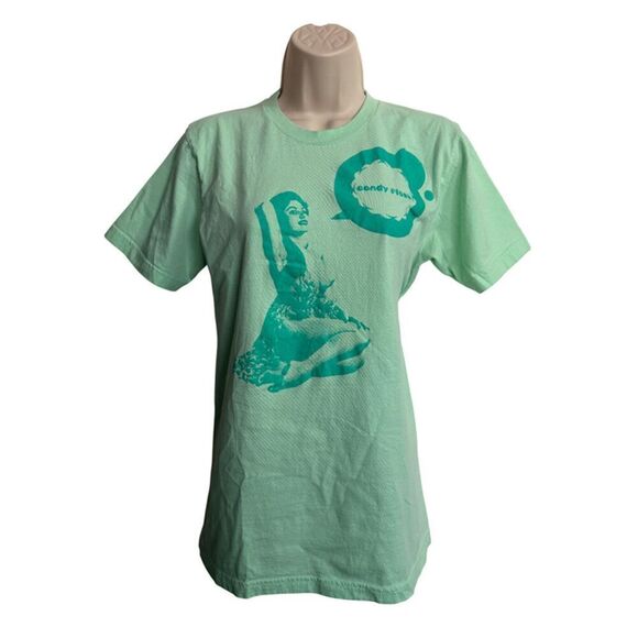 American Apparel Pin Up Girl Graphic Light Green Tee Shirt Size S - Picture 2 of 7